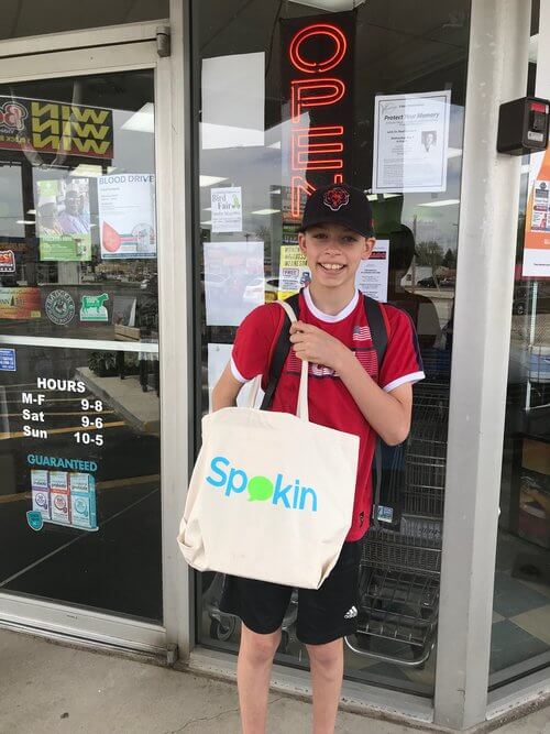Miles with his Spokin tote bag!